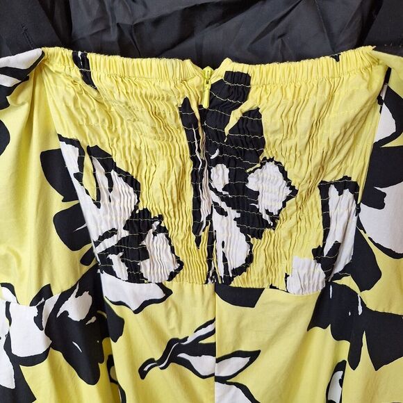 Cato Woman 18W Smocked Back A Line Sun Dress Black Yellow Floral‎ Straps Summer - Picture 5 of 8